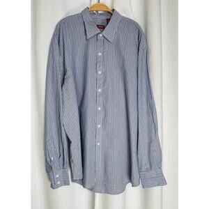 IZOD Buttons Down Man’s Shirt White w/ thin blue strips. - Size 2XL